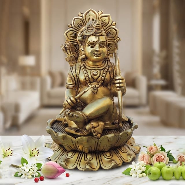 Brass Showpiece Ramlala God Idol Statue - 6*6.5*9 Inch (BS1682 G)