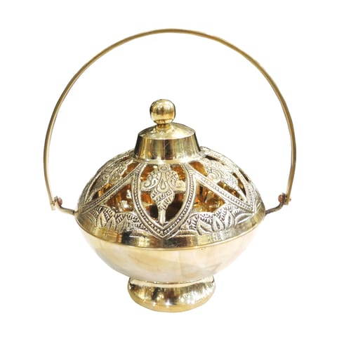 Brass Loban Dan, Luab Daan, Bakhoor Dan - 6*5*7, 5 Inch (Z656 D)