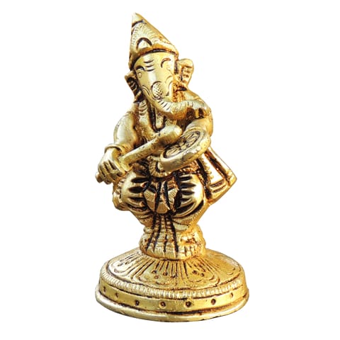 Brass Showpiece Ganesh Ji God Idol Statue - 2*2*3.7 Inch (BS1787 G)