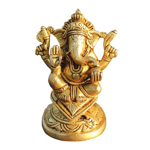 Brass Showpiece Ganesh Ji God Idol Statue - 3.5*2*5 Inch (BS1781 G)