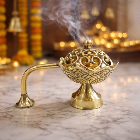 Brass Loban Dan, Luab Daan, Bakhoor Dan - 5.5*3.2*4 Inch (Z657 C)