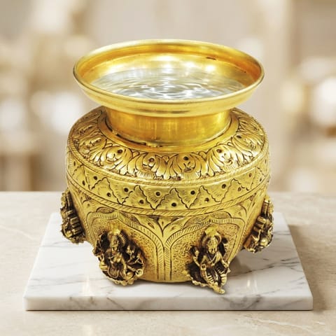 Brass Ashta Laxmi Lota, Water Pot - 5.5*5.5*5 Inch (BS1915 C)