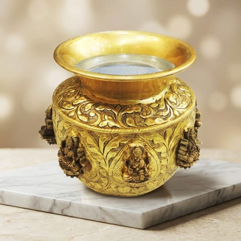 Brass Ashta Laxmi Lota, Water Pot - 5.5*5.5*5 Inch (Bs1915 B)