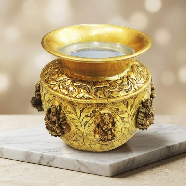 Brass Ashta Laxmi Lota, Water Pot - 5.5*5.5*5 Inch (Bs1915 B)