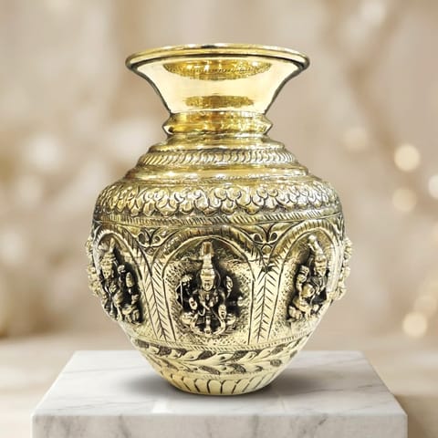 Brass Ashta Laxmi Lota, Water Pot - 5.5*5.5*6 Inch (Bs1914 D)