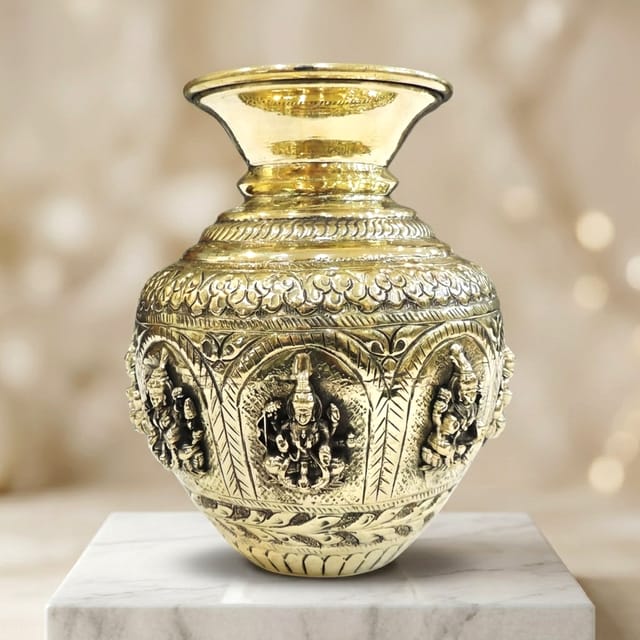 Brass Ashta Laxmi Lota, Water Pot - 5.5*5.5*6 Inch (Bs1914 D)