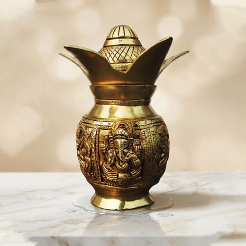 Brass Showpiece Kalash God Idol Statue - 5.2*5.2*7 Inch (BS1082 D)
