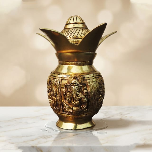 Brass Showpiece Kalash God Idol Statue - 5.2*5.2*7 Inch (BS1082 D)