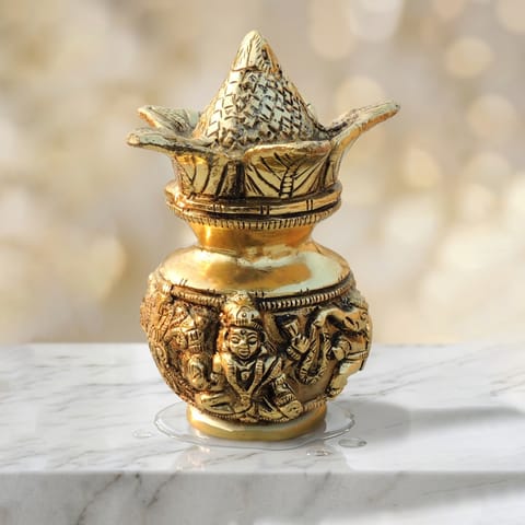 Brass Showpiece Kalash Statue - 3*3*6.5 Inch (BS1082 C)