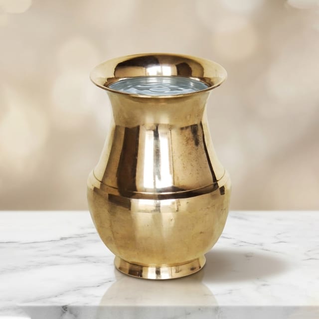 Pure Brass Lota Amkhora No. 6 - 4.2*4.2*5.6 inch, 700 ML (Z505 F)