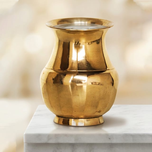 Pure Brass Lota Amkhora No. 7 - 4.5*4.5*6 inch, 900 ML (Z505 G)