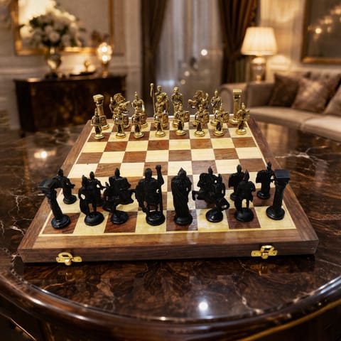 Brass Showpiece Chess Board - 14*14*1 Inch (BS363 W)