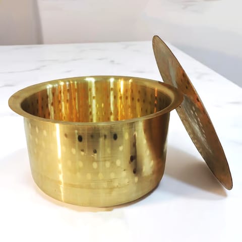 Brass Kitchen Purpose Bhagona With Lid, Capacity : 9 Liter - 12.6*12.6*7.2 Inch (Z637 J)