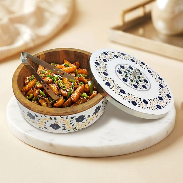 Wooden Roti Box - 8.7*8.7*4 Inch (W075 A)