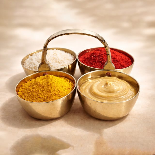 Brass Chokta Small 4 Bowl Combined - 2.9*2.9*1.9 inch (Z142 A)