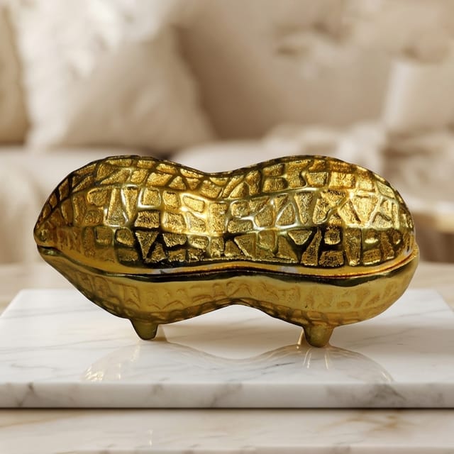 Aluminium Decorative Peanut Shape Dry Fruit Box No. 1 - 4.2*2*2 Inch (AT067 A)
