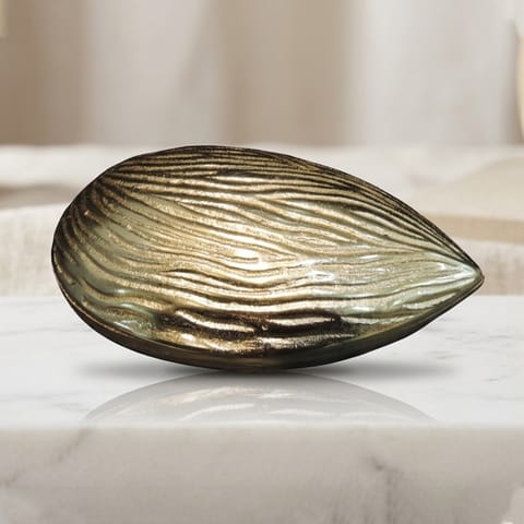 Aluminium Decorative Almond  Shape Dry Fruit Box No. 2 - 7*4*3 Inch (AT068 B)