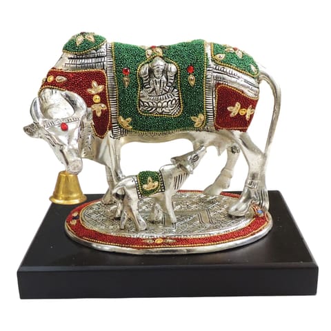 Aluminium Showpiece Cow & Calf Statue Gift Set (AS531 G)
