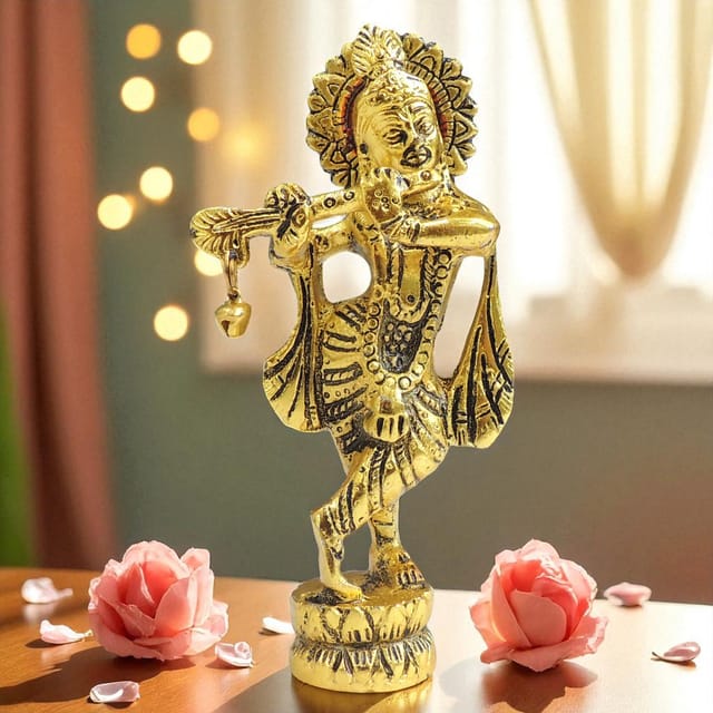 Aluminium Showpiece Krishna - 2.2*1*5.5 Inch (AS504 G)
