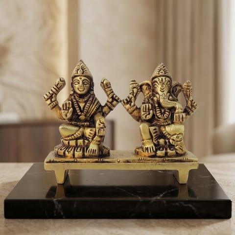 Brass Showpiece Laxmi Ganesh One Same Base God Idol Statue - 3*1.2*2.5 inch (BS645 D)