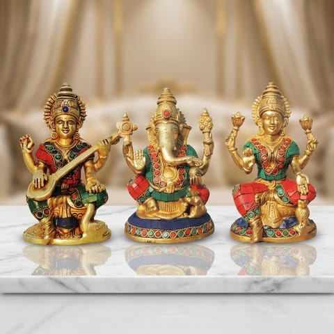 Brass Showpiece LGS Idol with Stone Finish - 4.5*3.4*6.5 Inch (BS1006)