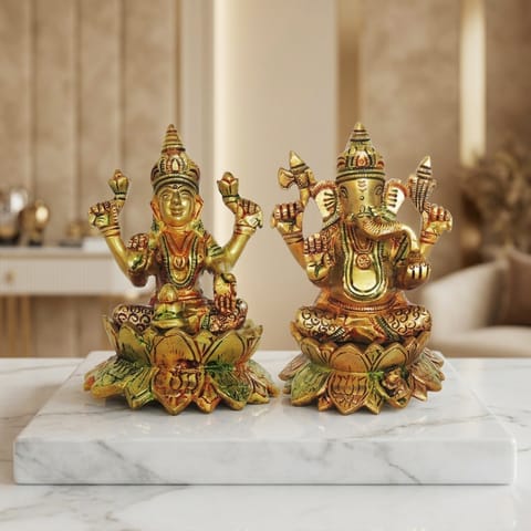 Brass Showpiece Laxmi Ganesh Pair God Idol Statue (BS1411)