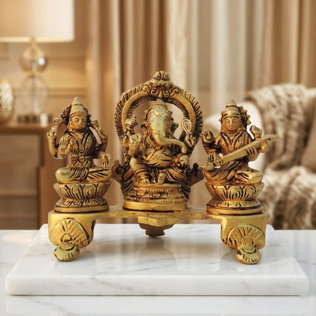 Brass Showpiece LGS God Idol Statue - 6.2*3*5.5 Inch (BS1485 G)