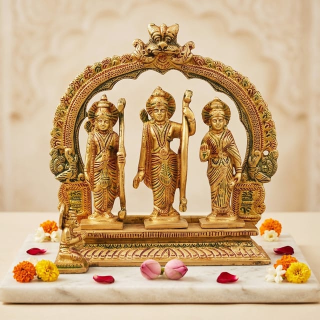 Brass Ram Darbar on same base Idol Statue - 7.1*3.5*9.5 Inch (BS131 X)