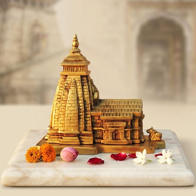Brass Showpiece Kedarnath Mandir Model Temple - 6.6*4*6.5 Inch (BS1466 C)