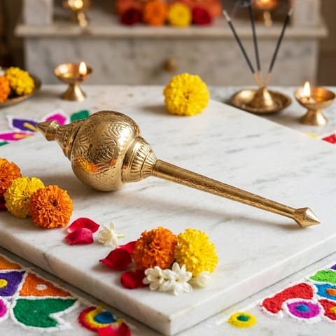 Brass Hanuman Mace, Gada No. 7 - 7*7*27 Inch (Z531 G)