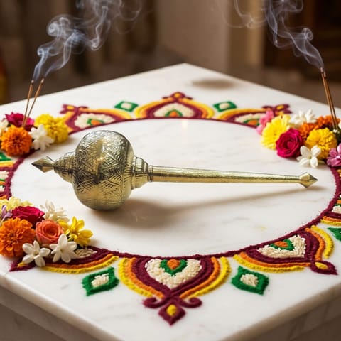 Brass Hanuman Mace 14.5*14.5*49 Inch (Z531 P)