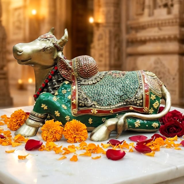 Brass Showpiece Nandi God Idol Statue  - 22*10*14 Inch (BS1561 A)