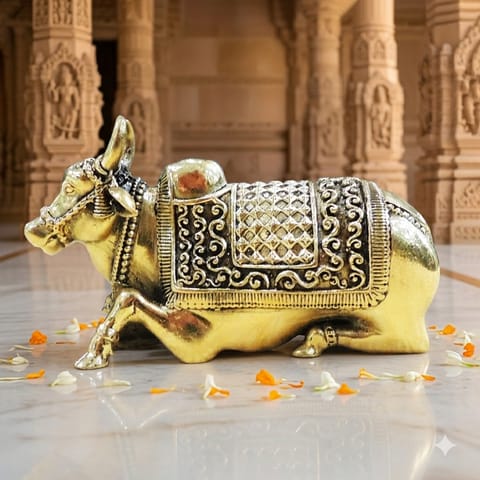 Brass Showpiece Nandi God Idol Statue - 3.7*1.2*2.2 Inch (BS1858 D)