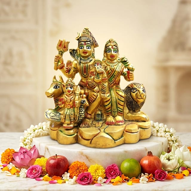 Brass Showpiece Shiv Parivar God Idol Statue - 5*2.5*5 Inch (BS493 N)