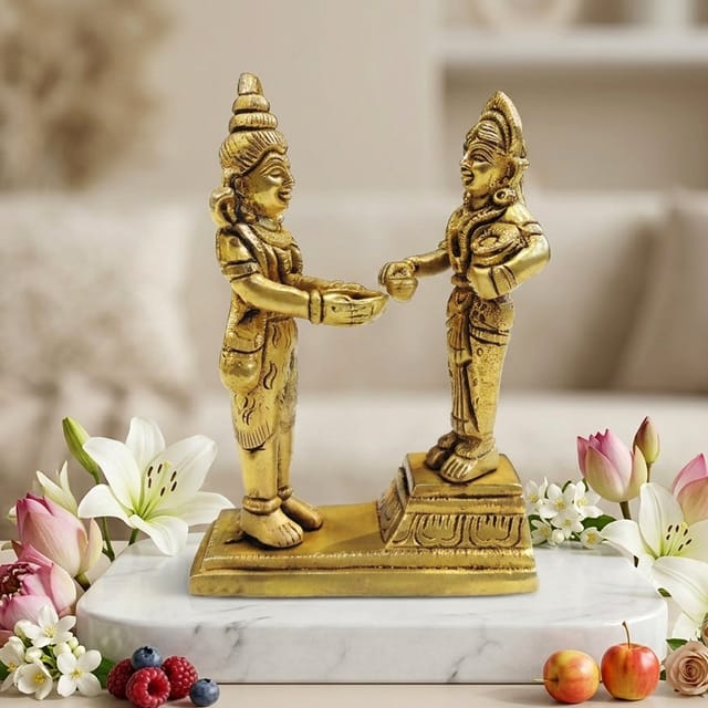 Brass Showpiece Shiv Parvati Standing God Idol Statue - 3.5*1.5*5.2 Inch (BS1671 C)