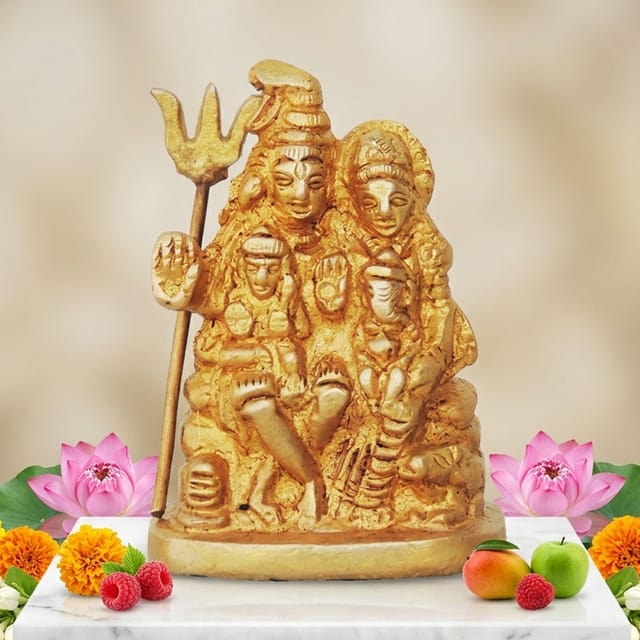 Brass Showpiece Shiv Parivar Idol Statue  - 2*1*2.5 inch (BS760 A)