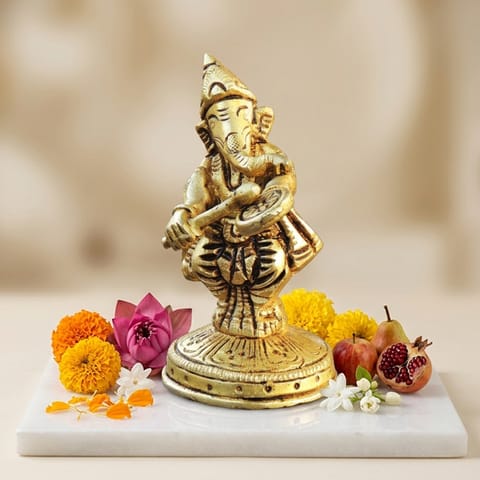 Brass Showpiece Ganesh Ji God Idol Statue - 2*2*3.7 Inch (BS1787 G)