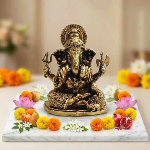 Brass Showpiece Ganesh Ji God Idol Statue - 1.5*1.2*2 Inch (BS1851 K)