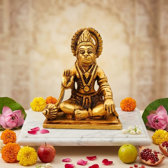 Brass Showpiece Hanuman Ji Statue Idol - 3.2*2*4.2 Inch (BS1527 C)