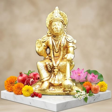 Brass Showpiece Hanuman Ji Statue Idol - 3.7*2.7*6 Inch (BS1527 E)