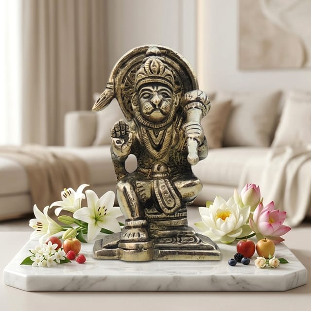 Brass Showpiece Hanuman Ji God Idol Statue - 2*1.6*3.1 Inch (BS1032 C )