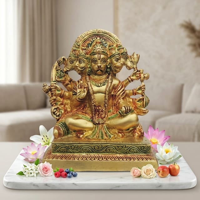 Brass Showpiece Panchmukhi Hanuman Ji Statue  - 5*1.5*7.5 Inch (BS1302 D)