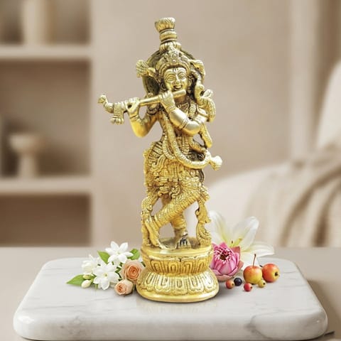 Brass Showpiece Krishna God Idol Statue - 3.5*2*9 Inch (BS844 X)