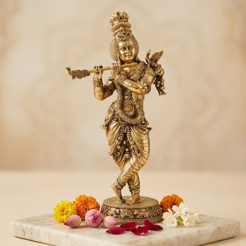 Brass Showpiece Krishna Statue - 7*4.5*15 Inch (BS1806 K)