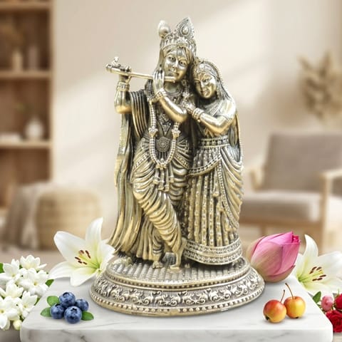 Brass Showpiece Radha Krishna God Idol Statue - 5*4.5*8 Inch (BS1883 G)