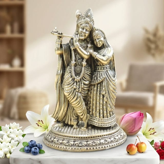 Brass Showpiece Radha Krishna God Idol Statue - 5*4.5*8 Inch (BS1883 G)