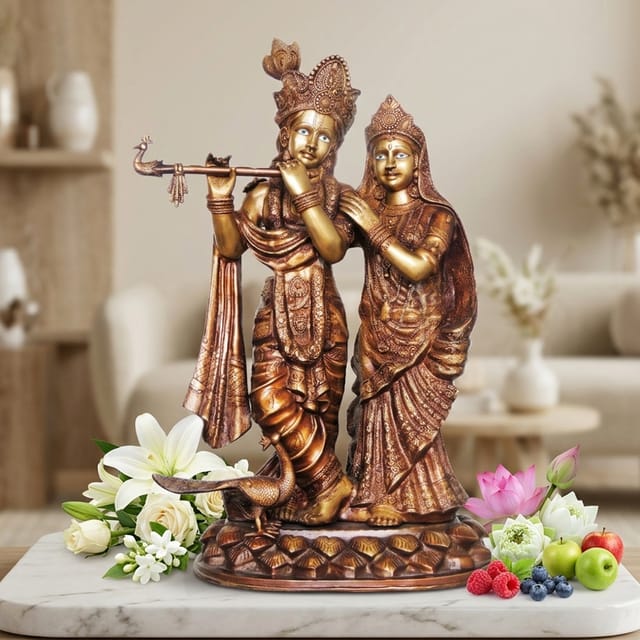 Brass Showpiece Radha Krishna God Idol Statue - 18.5*10.4*30 Inch (BS683 B)