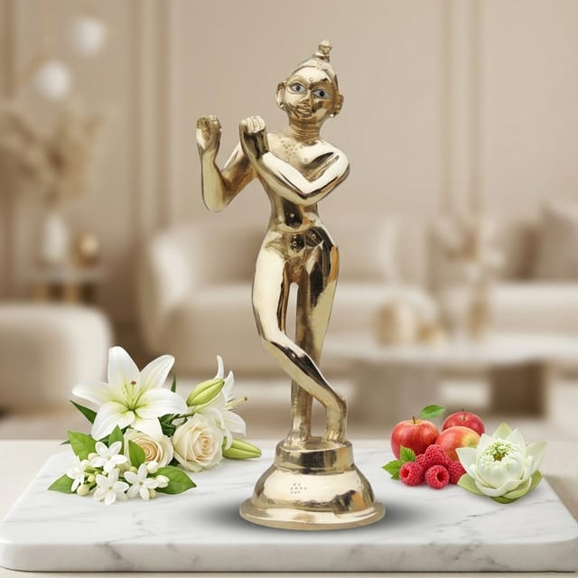 Brass Showpiece Krishna Thakur Ji Jugal Jodi Statue - 2.7*2.7*9 Inch (BS1583 K)