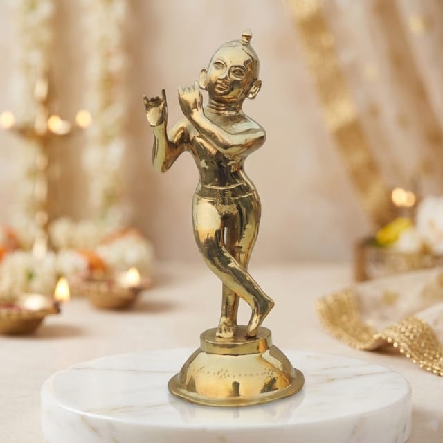 Brass Showpiece Krishna Ji God Idol Statue - 5*5*12.5 Inch (BS1236 K)