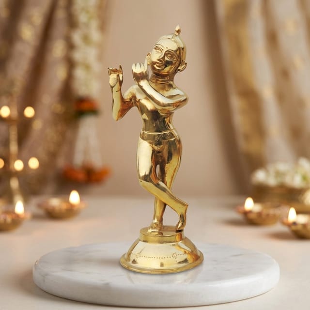 Brass Showpiece Krishna Ji God Idol Statue - 4.5*4.5*12 Inch (BS1237 K)
